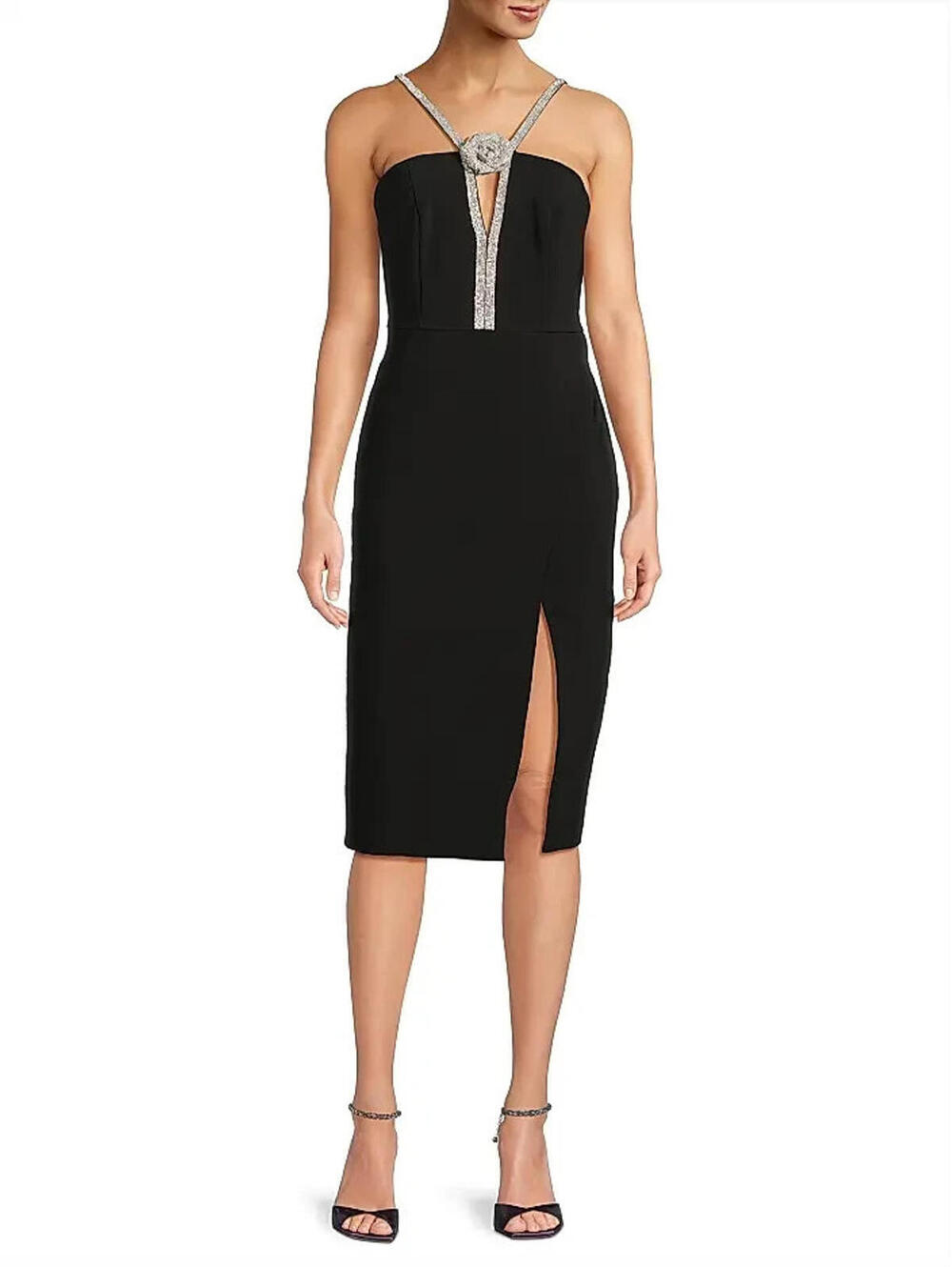 Liv Foster Embellished Twill Halterneck Midi-Dress $295 LBD Black * 10 HOCO GALA